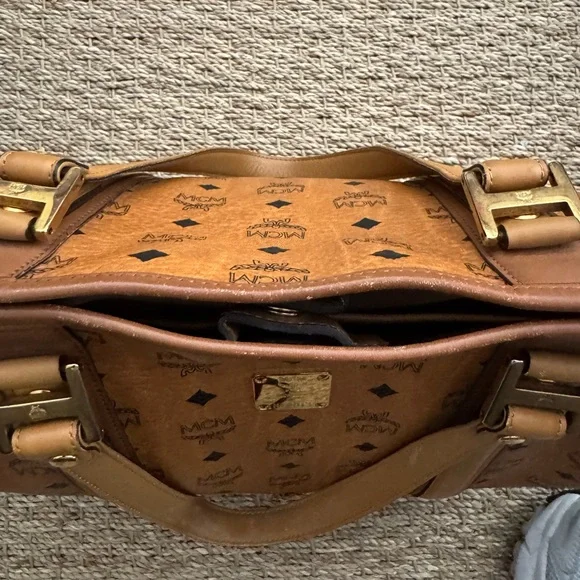 MCM Cognac Visetos Monogram Tote with Gold Hardware - Picture 8 of 13